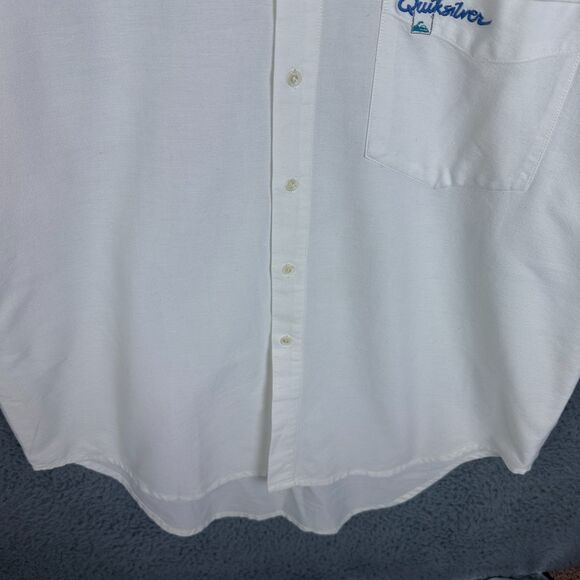 Vintage Quiksilver Button Down Shirt 90s Boxy Fit Embroidered Cotton Men’s XL - Picture 6 of 10